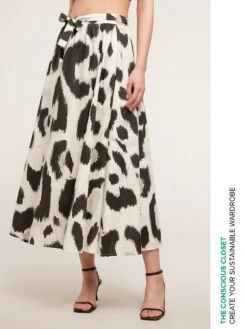 Gonna Lunga In Cotone Stampa Animalier