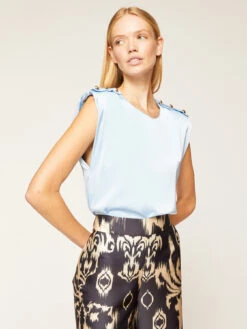 Blusa Senza Maniche Con Motivo Bottoni