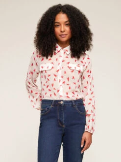 Camicia In Georgette Fantasia Cuori