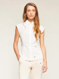 Camicia Maniche Corte Con Nastro