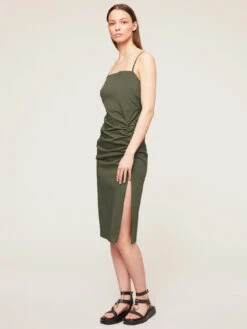 Vestito Midi Estivo Con Arriccio Laterale