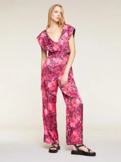 Tuta Elegante Con Catenella Fantasia Floreale