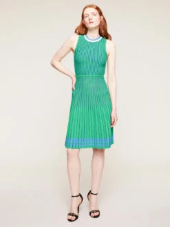 Vestito Corto In Maglia Plissé Con Lurex