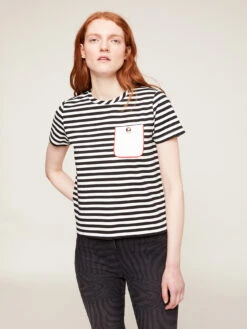 T-shirt Boxy A Righe Con Tasca