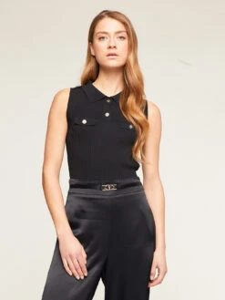 Top A Polo In Maglia A Coste